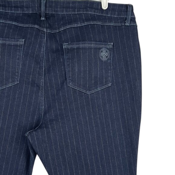 Laurie Felt Women Metallic Pinstripe Ankle Skinny Navy Jeans 26WP Mid-Rise NWT - Picture 5 of 12
